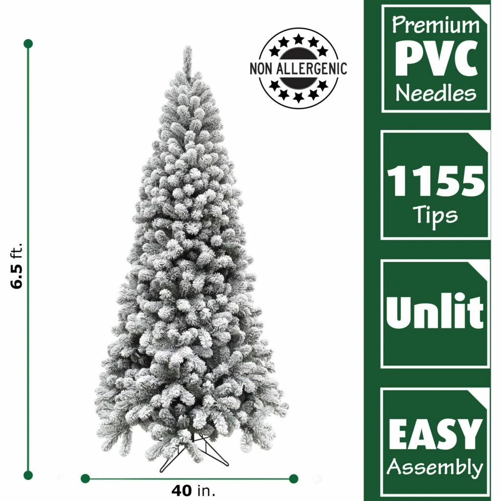 New! Fraser Hill Farm 6.5 ft. Flocked Alaskan Pine Tree, FFAF065-0SN 7 New! Fraser Hill Farm 6.5 ft. Flocked Alaskan Pine Tree, FFAF065-0SN - Image 5