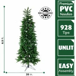 Fraser Hill Farm 6.5 ft. Carmel Pine Slim Artificial Tree, FFCP065-0GR -Fraser Hill Farm Sales Store 1375820 A4