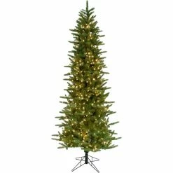Fraser Hill Farm 7.5 ft. Carmel Pine Slim Artificial Tree, FFCP075-3GR
