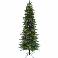 Fraser Hill Farm 7.5 ft. Carmel Pine Slim Artificial Tree, FFCP075-6GR