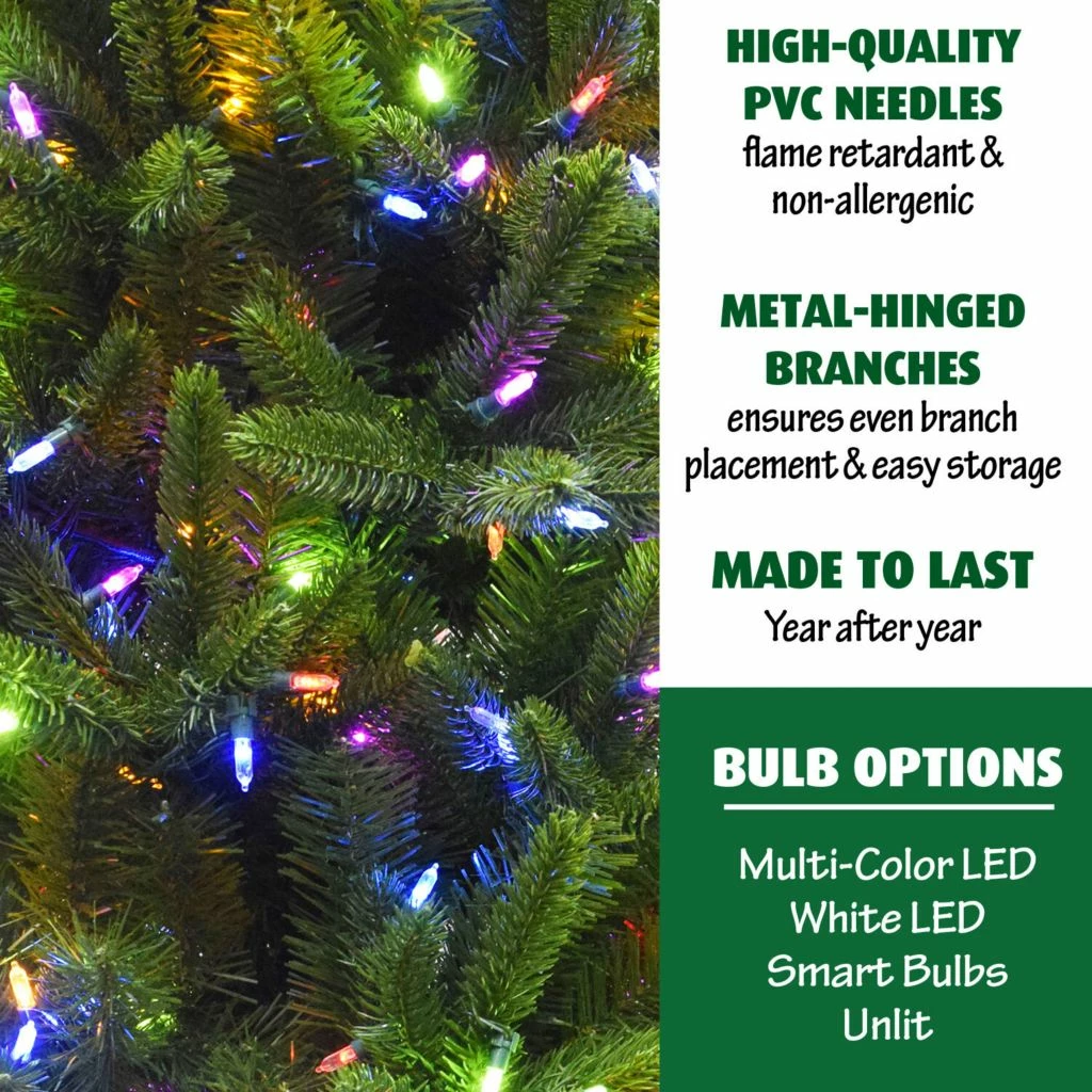 Fraser Hill Farm 7.5 ft. Carmel Pine Slim Artificial Tree, FFCP075-6GR 4 Fraser Hill Farm 7.5 ft. Carmel Pine Slim Artificial Tree, FFCP075-6GR - Image 2