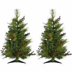 Fraser Hill Farm Set of Two 2 ft. Artificial Trees, FFNP028-6GRB/SET2