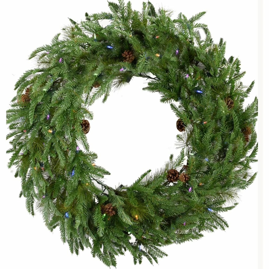 Fraser Hill Farm 36 in. Norway Pine Artificial Wreath, Pre-Strung with 100 Multi-Color LED Bulbs, FFNP036W-6GR 3 Fraser Hill Farm 36 in. Norway Pine Artificial Wreath, Pre-Strung with 100 Multi-Color LED Bulbs, FFNP036W-6GR