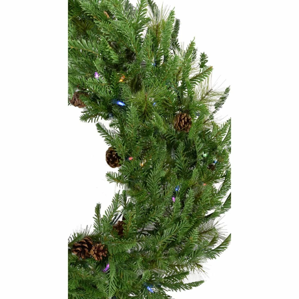 Fraser Hill Farm 36 in. Norway Pine Artificial Wreath, Pre-Strung with 100 Multi-Color LED Bulbs, FFNP036W-6GR 4 Fraser Hill Farm 36 in. Norway Pine Artificial Wreath, Pre-Strung with 100 Multi-Color LED Bulbs, FFNP036W-6GR - Image 2