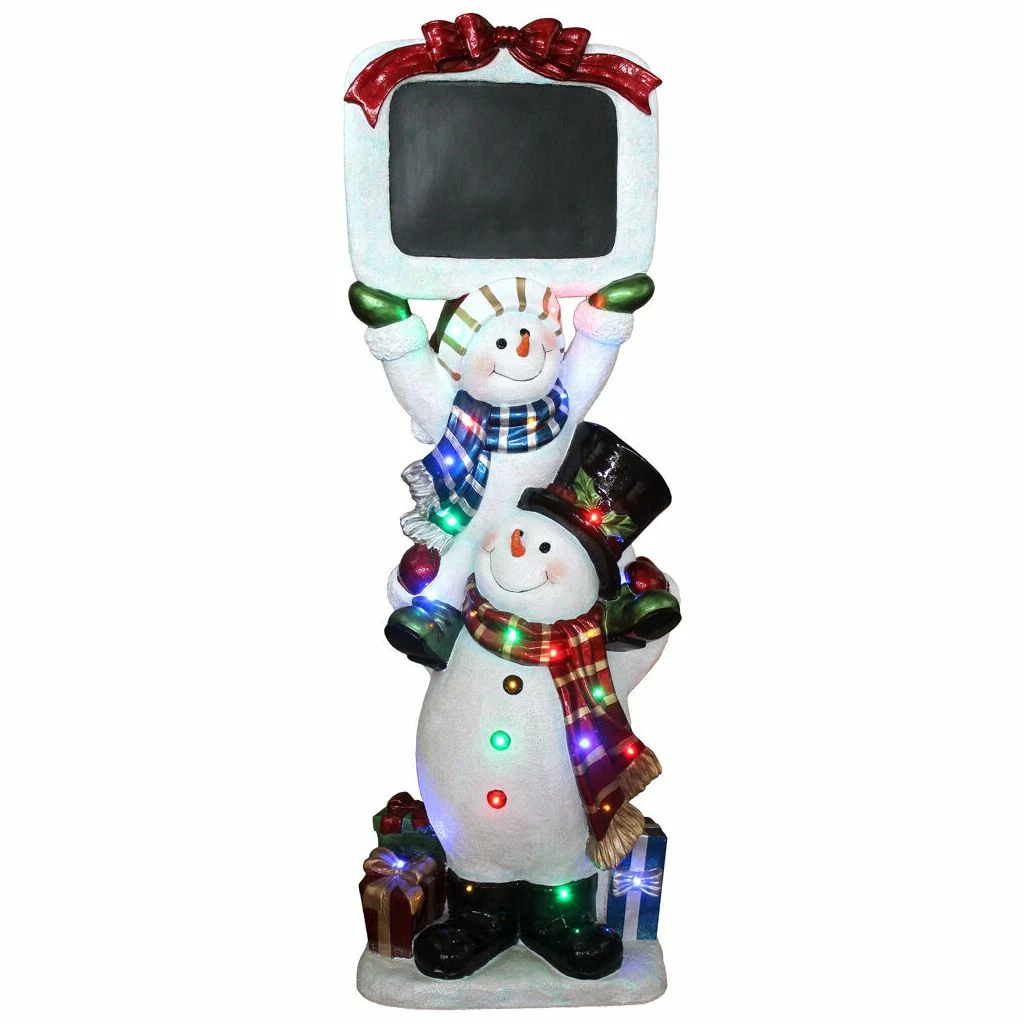Fraser Hill Farm 5 ft. Stacked Snowmen Decoration with Chalkboard, FFRS062-SNM1-WT 3 Fraser Hill Farm 5 ft. Stacked Snowmen Decoration with Chalkboard, FFRS062-SNM1-WT