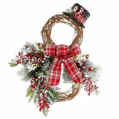 Fraser Hill Farm 22 in. Snowman Christmas Door Hanging w/ Berries & Pine Branches w/ Burlap Bow & Top Hat, FF022CHWR001-0RED 13 Fraser Hill Farm 22 in. Snowman Christmas Door Hanging w/ Berries & Pine Branches w/ Burlap Bow & Top Hat, FF022CHWR001-0RED -Fraser Hill Farm Sales Store 1647536 A5