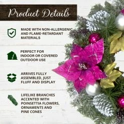 Fraser Hill Farm 24 in. Artificial Christmas Wreath with Poinsettia Blooms and Ornaments 9 Fraser Hill Farm 24 in. Artificial Christmas Wreath with Poinsettia Blooms and Ornaments -Fraser Hill Farm Sales Store 1647537 A2