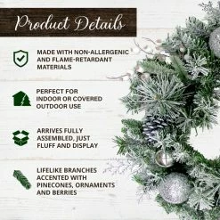Fraser Hill Farm 24 in. Frosted Artificial Christmas Wreath with Ornaments & Pinecones -Fraser Hill Farm Sales Store 1647539 A2
