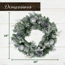 Fraser Hill Farm 24 in. Frosted Artificial Christmas Wreath with Ornaments & Pinecones -Fraser Hill Farm Sales Store 1647539 A3