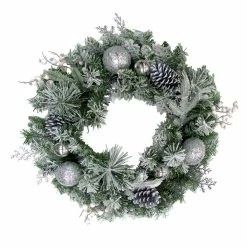 Fraser Hill Farm 24 in. Frosted Artificial Christmas Wreath with Ornaments & Pinecones -Fraser Hill Farm Sales Store 1647539 A4