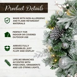 Fraser Hill Farm 24 in. Ornaments & Pinecone Pre-Lit Frosted Wreath with 25 Battery-Operated Lights 9 Fraser Hill Farm 24 in. Ornaments & Pinecone Pre-Lit Frosted Wreath with 25 Battery-Operated Lights -Fraser Hill Farm Sales Store 1647540 A2