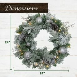 Fraser Hill Farm 24 in. Ornaments & Pinecone Pre-Lit Frosted Wreath with 25 Battery-Operated Lights 10 Fraser Hill Farm 24 in. Ornaments & Pinecone Pre-Lit Frosted Wreath with 25 Battery-Operated Lights -Fraser Hill Farm Sales Store 1647540 A3