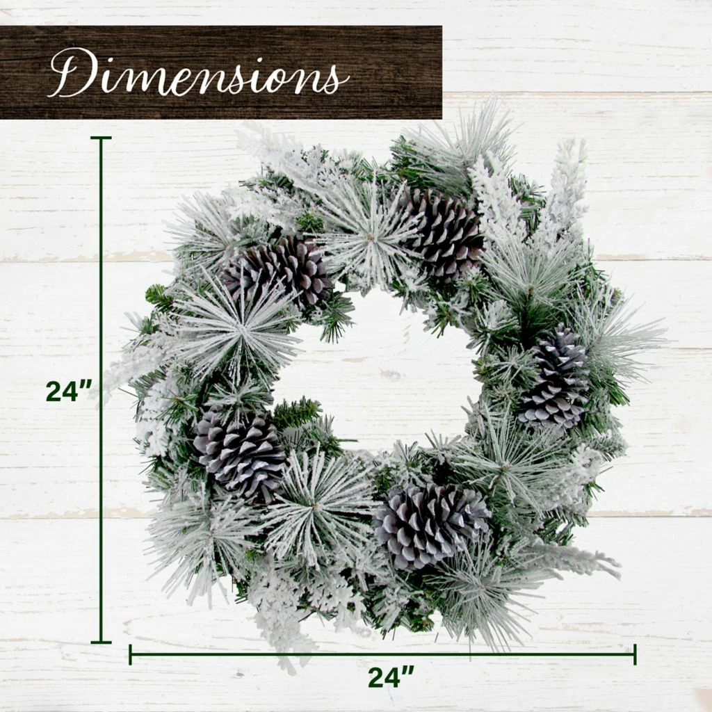 Fraser Hill Farm 24 in. Snow Flocked and Oversized Pinecone Artificial Christmas Wreath 6 Fraser Hill Farm 24 in. Snow Flocked and Oversized Pinecone Artificial Christmas Wreath - Image 4