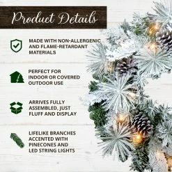 Fraser Hill Farm 24 in. Oversized Pinecone and Snow Flocked Artificial Christmas Wreath with 25 Battery Operated Lights -Fraser Hill Farm Sales Store 1647542 A2