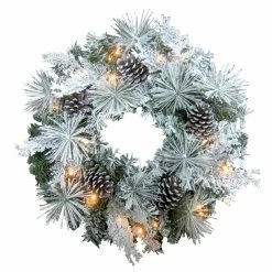 Fraser Hill Farm 24 in. Oversized Pinecone and Snow Flocked Artificial Christmas Wreath with 25 Battery Operated Lights -Fraser Hill Farm Sales Store 1647542 A4