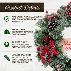 Fraser Hill Farm 24 in. Frosted, Plaid Bows and Pincone Artificial Christmas Wreath 10 Fraser Hill Farm 24 in. Frosted, Plaid Bows and Pincone Artificial Christmas Wreath -Fraser Hill Farm Sales Store 1647544 A2