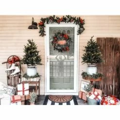 Fraser Hill Farm 24 in. Frosted, Plaid Bows and Pincone Artificial Christmas Wreath 12 Fraser Hill Farm 24 in. Frosted, Plaid Bows and Pincone Artificial Christmas Wreath -Fraser Hill Farm Sales Store 1647544 A4