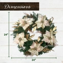 Fraser Hill Farm 24 in. Christmas Wreath with Poinsettias and Ornaments with Gold Berries, Artificial, FF024CHWR007-0BL 10 Fraser Hill Farm 24 in. Christmas Wreath with Poinsettias and Ornaments with Gold Berries, Artificial, FF024CHWR007-0BL -Fraser Hill Farm Sales Store 1647545 A3
