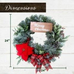 Fraser Hill Farm 24 in. Poinsettia Bloom & Bow Artificial Christmas Wreath with Merry Christmas Sign 10 Fraser Hill Farm 24 in. Poinsettia Bloom & Bow Artificial Christmas Wreath with Merry Christmas Sign -Fraser Hill Farm Sales Store 1647546 A3
