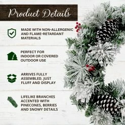 Fraser Hill Farm 24 in. Snow Covered Artificial Christmas Wreath with Pinecones and Berries -Fraser Hill Farm Sales Store 1647547 A2