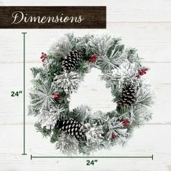 Fraser Hill Farm 24 in. Snow Covered Artificial Christmas Wreath with Pinecones and Berries -Fraser Hill Farm Sales Store 1647547 A3