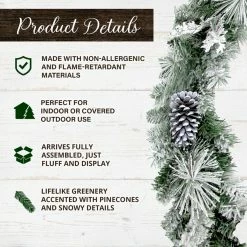Fraser Hill Farm 6 ft. Christmas Snow Flocked Garland with Pinecones, PVC, Faux Trimming -Fraser Hill Farm Sales Store 1647561 A2