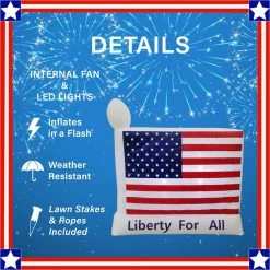 Fraser Hill Farm 6 ft. Wide American Flag Outdoor Inflatable, Liberty for All, Outdoor Inflatable w/ Lights, FHINAMFLAG061-L -Fraser Hill Farm Sales Store 1702291 A1
