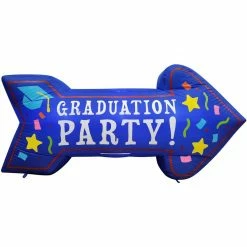 Fraser Hill Farm 8 ft. Wide Graduation Party Arrow Outdoor Inflatable, Outdoor Blow Up Inflatable with Lights, FHINGDPRTY081-L