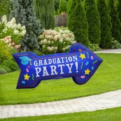 Fraser Hill Farm 8 ft. Wide Graduation Party Arrow Outdoor Inflatable, Outdoor Blow Up Inflatable with Lights, FHINGDPRTY081-L -Fraser Hill Farm Sales Store 1702297 A4
