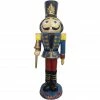 Fraser Hill Farm 3 ft. Nutcracker Toy Soldier Holding a Staff, Resin Statue, LED Lights, Christmas Decor, Blue, FFRS036-1NC-MLT -Fraser Hill Farm Sales Store 1857551