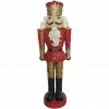 Fraser Hill Farm 4 ft. Nutcracker King Holding a Baton, Resin Statue with LED Lights, Red, FFRS048-1NC-MLT2 -Fraser Hill Farm Sales Store 1857555