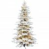 Fraser Hill Farm 9 ft. Flocked Alaskan Pine Christmas Tree with Clear LED String Lighting, FFAF090-5SN