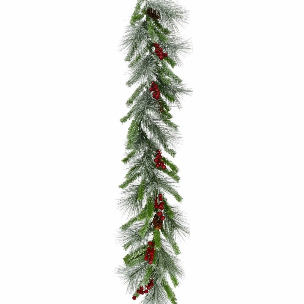 Fraser Hill Farm 9 ft. Lightly Flocked Decorative Garland with Pinecones and Red Berries, FF001CHGL-108-0GR 3 Fraser Hill Farm 9 ft. Lightly Flocked Decorative Garland with Pinecones and Red Berries, FF001CHGL-108-0GR