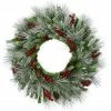 Fraser Hill Farm 25 in. Lightly Flocked Wreath Door or Wall Hanging with Pinecones and Berries, FF001CHWR-025-0GR