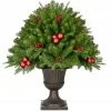 Fraser Hill Farm 2.5 ft. Joyful Porch Tree in Pedestal Urn with Pinecones, Berries, and Ornaments, FFJFPT030-0GR