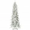 Fraser Hill Farm 7.5 ft. Slim Mountain Pine Flocked Christmas Tree with Warm White LED Lights, FFMPS075-5SN