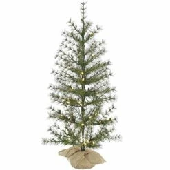 Fraser Hill Farm 3 ft. Farmhouse Fir Christmas Tree with Burlap Bag and Warm White LED Lights, FFFF036-5GR