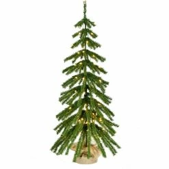 Fraser Hill Farm 4 ft. Downswept Farmhouse Fir Christmas Tree with Burlap Bag and Warm White LED Lights, FFFF048-5GR1