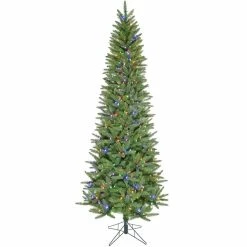 Fraser Hill Farm 7.5 ft. Winter Falls Slim-Silhouette Christmas Tree, 8-Function LEDs, Music, and EZ Connect, FFWF075-6GR