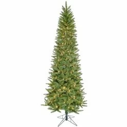 Fraser Hill Farm 9 ft. Winter Falls Slim-Silhouette Christmas Tree with 8-Function Warm White LED Lighting, FFWF090-5GR