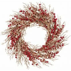 Fraser Hill Farm 24 in. Wreath Door or Wall Hanging with Berries, FF006WR-024-0RD
