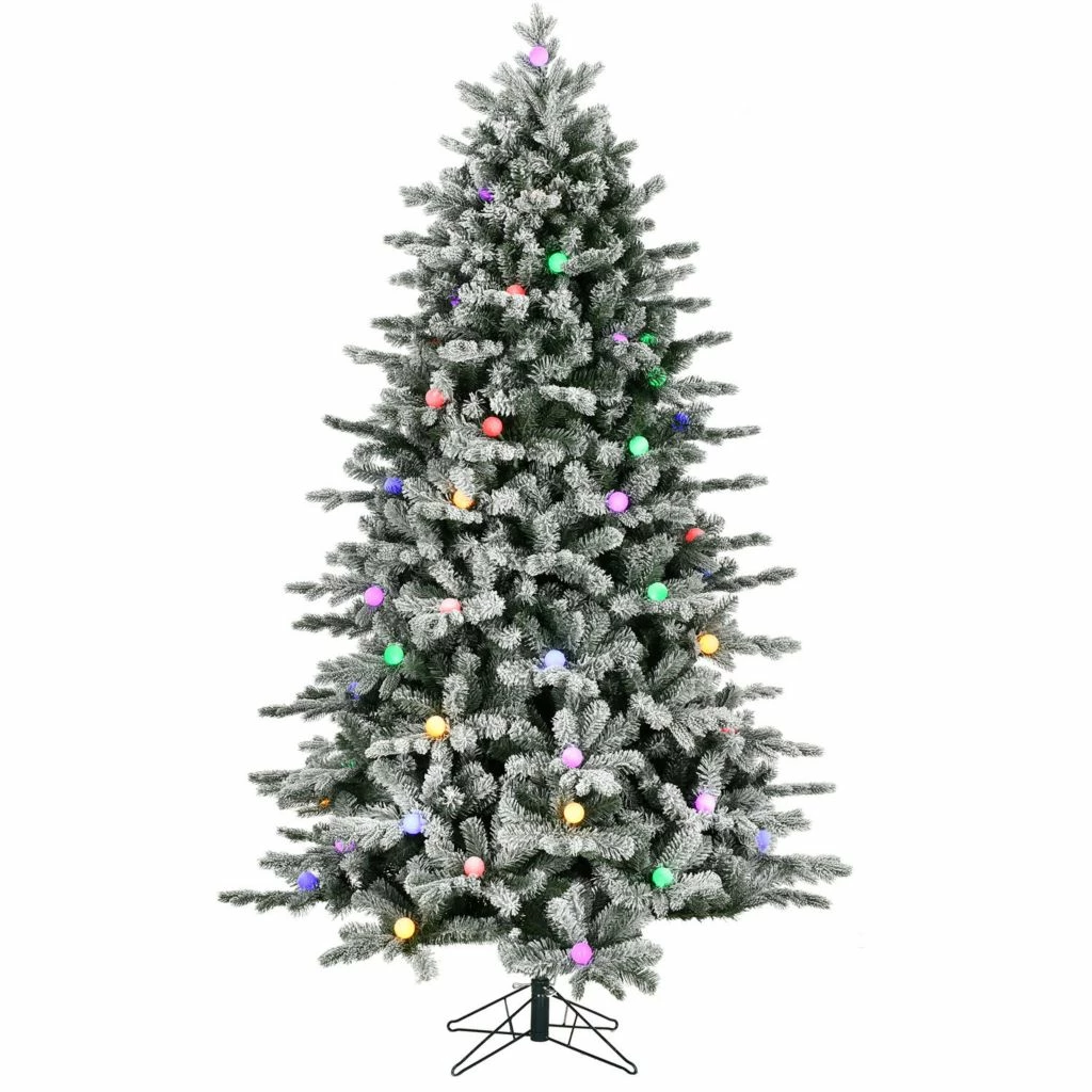 Fraser Hill Farm 7.5 ft. Full White Tail Pine Snow-Flocked Christmas Tree with Colorful G40 Bulbs, FFWTF075-6SN 3 Fraser Hill Farm 7.5 ft. Full White Tail Pine Snow-Flocked Christmas Tree with Colorful G40 Bulbs, FFWTF075-6SN