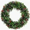 Fraser Hill Farm 20 in. Frosted Faux Boxwood Wreath with Red Berries, FF020CHWR001-0GR -Fraser Hill Farm Sales Store 1857680