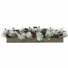 Fraser Hill Farm 42 in. 5-Candle Holder Centerpiece, Frosted Branches, Red Berries, Pinecones, Wooden Box, FF042CHTT005-GR -Fraser Hill Farm Sales Store 1857684