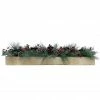 Fraser Hill Farm 42 in. 5-Candle Holder Centerpiece, Frosted Pine Branches, Plaid Bows, Pinecones, Wooden Box, FF042CHTT010-0RD