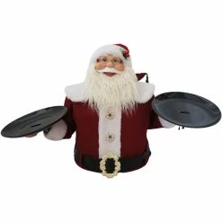 Fraser Hill Farm 3 ft. Wide Musical Santa Claus with 2 Serving Plates, FSC036-1RD2