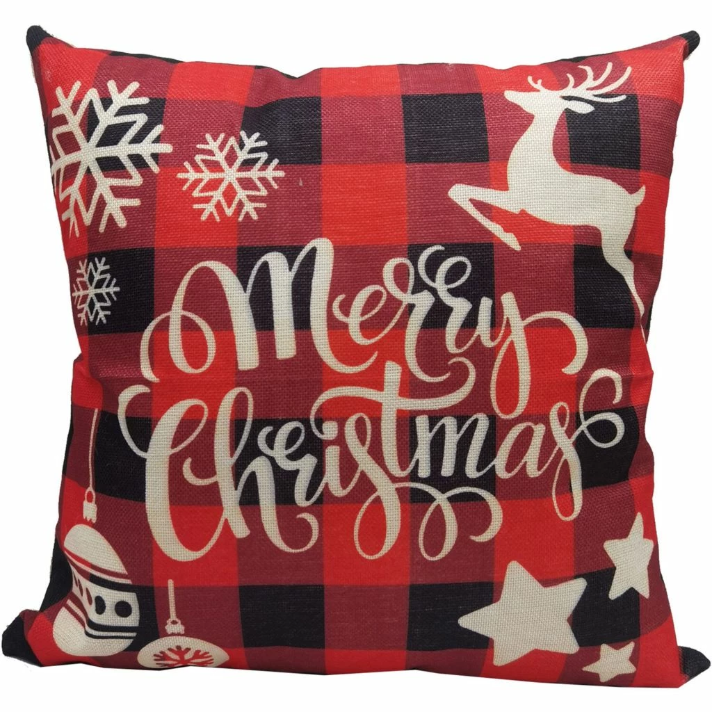Fraser Hill Farm 15.5 in. Merry Christmas Accent Pillow, Indoor Holiday Decoration, Buffalo Plaid, FHFXMASPLW-RED2 3 Fraser Hill Farm 15.5 in. Merry Christmas Accent Pillow, Indoor Holiday Decoration, Buffalo Plaid, FHFXMASPLW-RED2