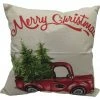 Fraser Hill Farm 15.5 in. Merry Christmas Accent Pillow, Indoor Holiday Decoration, Retro Truck, FHFXMASPLW-WHT2