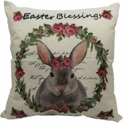 Fraser Hill Farm 15.5 in. Easter Blessings Bunny Rabbit Accent Pillow, Indoor Spring Decoration, FHSPESTPL-WHT1