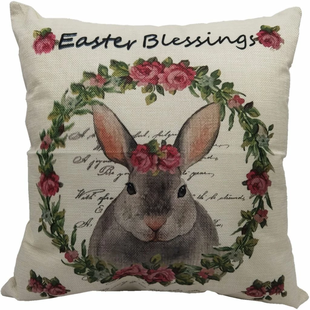 Fraser Hill Farm 15.5 in. Easter Blessings Bunny Rabbit Accent Pillow, Indoor Spring Decoration, FHSPESTPL-WHT1 3 Fraser Hill Farm 15.5 in. Easter Blessings Bunny Rabbit Accent Pillow, Indoor Spring Decoration, FHSPESTPL-WHT1